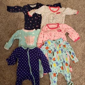 6 Babygirl Footie PJs